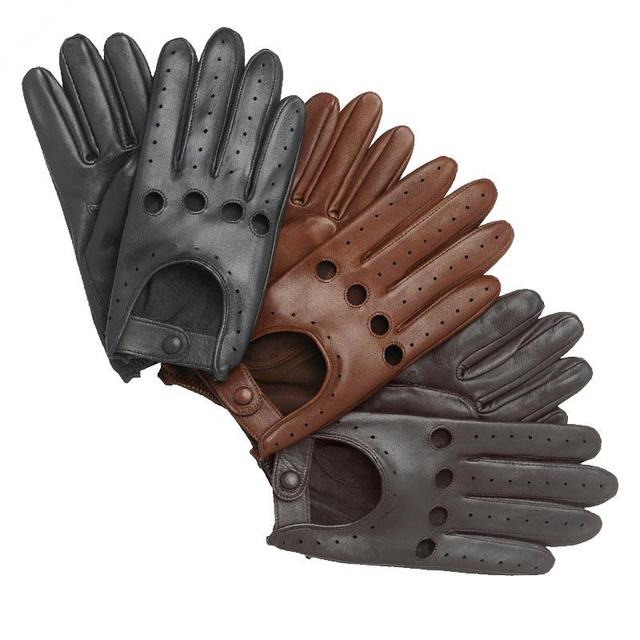 Lady Fashion Black Brown Sheepskin Leather Driving Cycling Gloves for Women in Europe