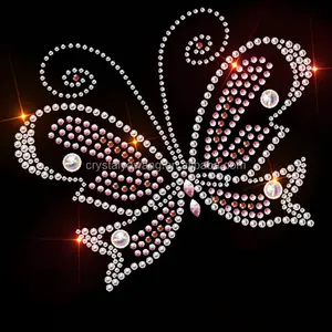 Custom Bling Templates Butterfly Hotfix Rhinestone Motif Wholesale From China