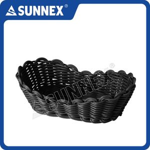 สินค้าขายดีปี 2025 สำหรับภาชนะทรงสี่เหลี่ยมผืนผ้าสีน้ำตาลทำจากหวายเทียมสีเบจ ขนาด 28x17x10 ซม. ผลิตจากพลาสติก PP เกรดสำหรับอาหาร ใช้กับเครื่องล้างจานได้ ป้องกันเชื้อรา - Product Image 2