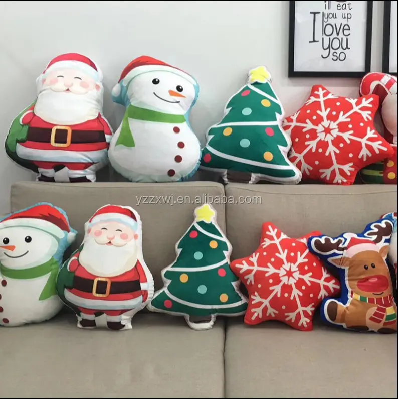 free sample Christmas series highquality printing Santa Claus plush pillow Deer sock Sofa cushions cheap sofa cushions