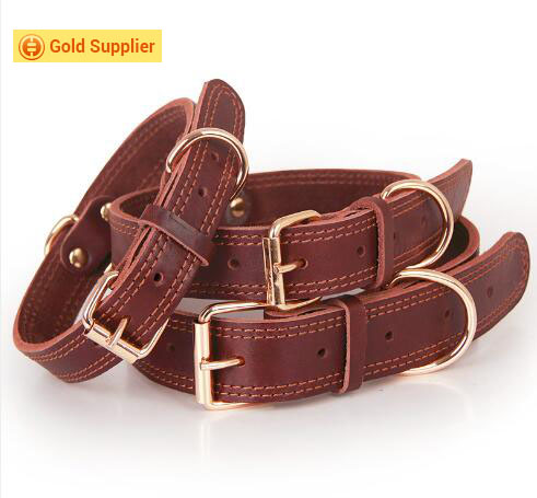 Натуральная кожа ошейник с золотой цепью пользовательский ошейник для собаки прогулочный жгут