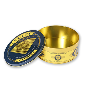 Cấp thực phẩm đa chức năng Vòng hộp thiếc đóng gói cho Biscuit Cookies Tùy chỉnh màu vàng kim loại <span class=keywords><strong>tin</strong></span> có thể - Product Image 2