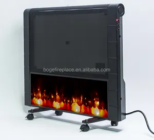 Chimenea eléctrica portátil, montaje en pared con cuatro ruedas