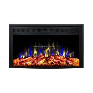 33" Curved Electric Fireplace Insert with Timer