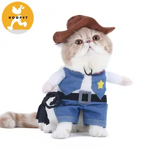 애완 동물 의상 서쪽 카우보이 유니폼 모자 재미 개 카우보이 의류 할로윈 의상 작은 개 고양이