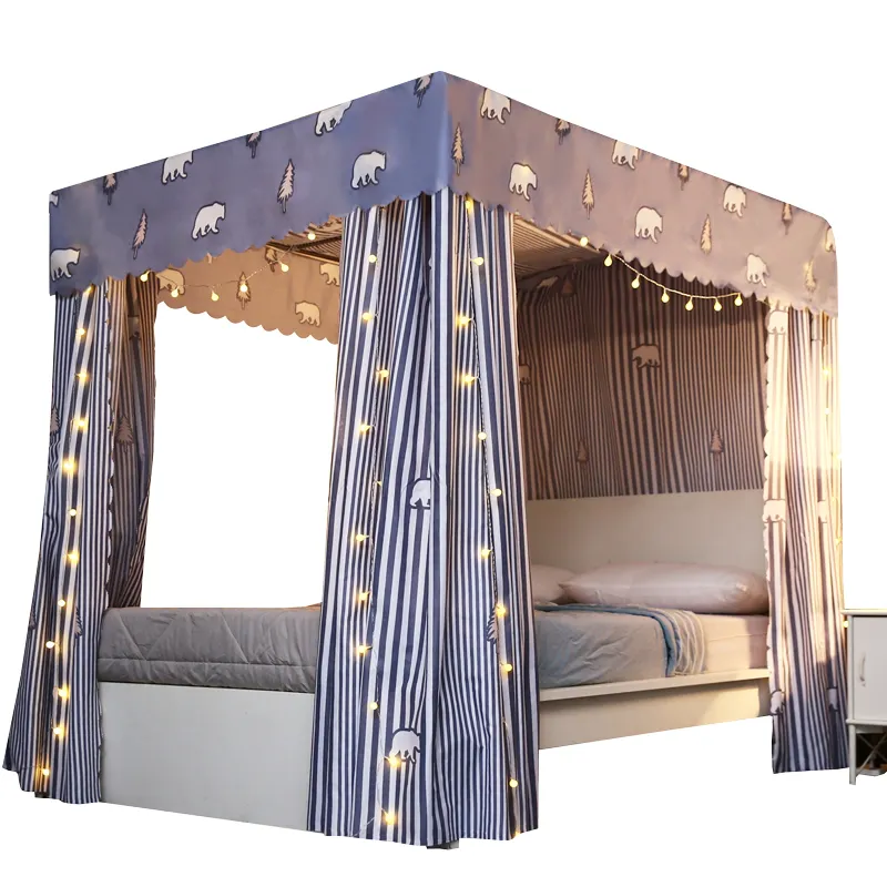 एलईडी रोशनी रंगीन Sanding कपड़े साँस उच्च गुणवत्ता स्टेनलेस स्टील स्टैंड सत्रों कमरे में रहने वाले बिस्तर पर्दा मच्छर नेट