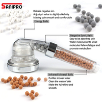 Pommeau de douche à main à filtre ionique à économie d'eau Sanipro 3 modes avec boules minérales ioniques pour le bain et la relaxation