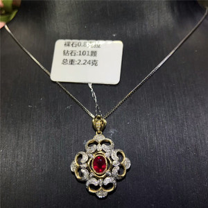 Précieux bijoux en gros 2018 nouveau design pierre naturelle 0.8ct rouge rubis charme 18 k pendentif en or collier