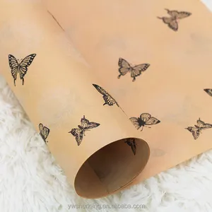 50*70 cm ofício borboleta impresso papel de embrulho flor de papel kraft
