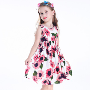 2019 Elegante semplicità sole capretti della stampa del fiore di disegno ultime giardino per bambini spiaggia di stile di vacanza vestito per la ragazza - Product Image 4