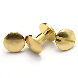 Vis de fixation pour portefeuille à ceinture, boulons à tête plate, laiton massif, vis de reliure Chicago, vis à tête hexagonale - Product Image 1