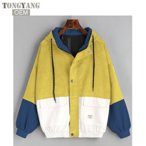 Giacca Invernale TONGYANG in Velluto a Coste con Cappuccio, Blocchi di Colore, Coulisse, Tasche Applicate, Spessa e Basica per <span class=keywords><strong>Donna</strong></span> - Product Image 5