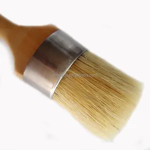 Brocha de pintura pequeña ovalada engrasada/brocha de pintura en ángulo con mango de madera