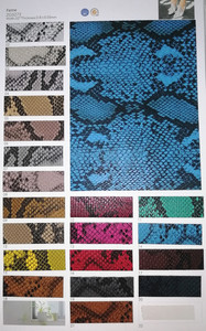 Tecido de couro impresso, padrão da cobra da moda 0.9mm de espessura não-tecido base de couro pu usado para bolsas e sapatos - Product Image 6