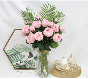 Roses <span class=keywords><strong>artificielles</strong></span> à 3 têtes au toucher réel, décoration de mariage, <span class=keywords><strong>fleurs</strong></span> à vendre - Product Image 2
