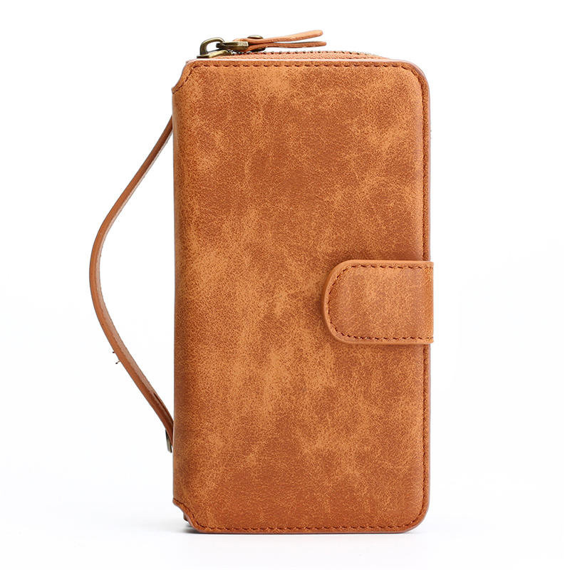 Multifonction Portefeuille Étui En Cuir Pour iPhone7 7Plus 6S 6Plus 5S SE Fermeture Éclair Porte-Monnaie Pochette Étuis de Téléphone Dame Femmes Style Housse de Sac À Main