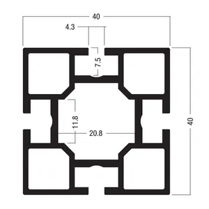 M1.000 quadratisches Profil für Reinigungsräume, 40 * 40 4-Wege-Aluminium-Extrusion für Messeständer