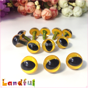 Poupée en peluche jaune Amigurumi, yeux de chat, jouets animaux en plastique, haute qualité, 15mm - Product Image 3