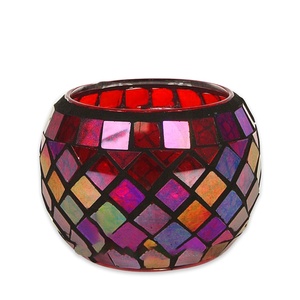 Piccolo colorato sfere di vetro mosaico personalizzato messicano di vetro supporto di candela - Product Image 6