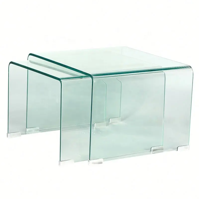 New Design Teapoy Bent Glass Living Room Furniture Coffee Table Curved Glass Coffee Tables