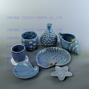 forma de concha de mar mar serie blanco, amarillo, color sólido azul esmaltado 2016 superventas de porcelana titular de la vela - Product Image 2