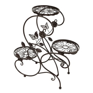 Décor extérieur de <span class=keywords><strong>maison</strong></span> de noël, 3 niveaux, rond, couleur chocolat, pot de fleurs, placage de fer métallique, présentoir de plantes - Product Image 1