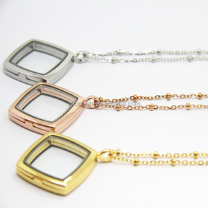 Collana con <span class=keywords><strong>Medaglione</strong></span> in Vetro, Ciondolo <span class=keywords><strong>Medaglione</strong></span> per Matrimonio, Medaglioni Quadrati Galleggianti all'Ingrosso - Product Image 4