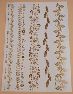 VT314/Eco-Friendly Sole/Luna/Star/Uccello Disegni Del <span class=keywords><strong>Tatuaggio</strong></span> Temporaneo Flash Oro Lamina Metallica Tatuaggi - Product Image 3
