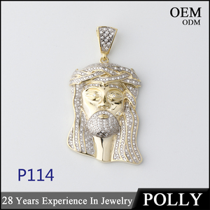 Bán Buôn Tuỳ Chỉnh Bạc 925 Sterling Silver Hiphop Jesus 18K Vàng Micro Iced Out Cubic Zirconia Paved Jesus Mảnh Mặt Dây - Product Image 2