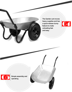 78L <span class=keywords><strong>Wheelbarrow</strong></span> दो चक्र वायवीय टायर भारी शुल्क उद्यान उपकरण/अपशिष्ट परिवहन गाड़ी - Product Image 6