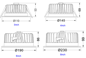 CFL HID Thay Thế 3/ 4/ 6/ 8 Inch Rõ Ràng Hoặc Frosted Glass Led Downlight Triac Dali 1/10V <span class=keywords><strong>Dimmable</strong></span> - Product Image 5