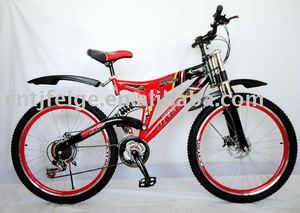 Bicicleta de Montaña de Suspensión Completa Roja Resistente de 26 Pulgadas (FP-SMTB16004) - Product Image 1