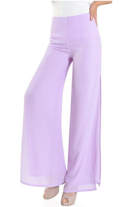 Pantalones informales de pierna ancha para mujer, Pantalón cómodo, Culottes de gasa - Product Image 3