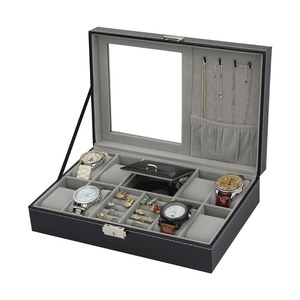 Luxury black cardboard customize printing high quality packaging leather watch boxes