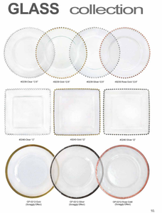 HOSEN 28 Guangzhou banchetto all'ingrosso matrimonio oro argento bordo in rilievo piatto caricatore di vetro, decorazioni matrimonio sottopiatti ~ - Product Image 6