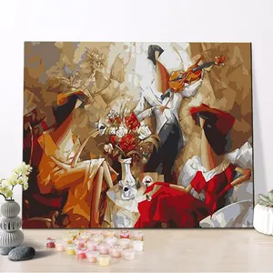 CHENISTORY DZ1348 숫자로 그림 인상파 프레임 캔버스에 추상 오페라 그림