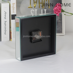 8x8x2 Inch Crystal Sparkle Twinkle Bling Square Mirrored <strong>Table</strong> <strong>Top</strong> Decorative <strong>Clock</strong> With Glitter for Home Decoration - Product Image 4