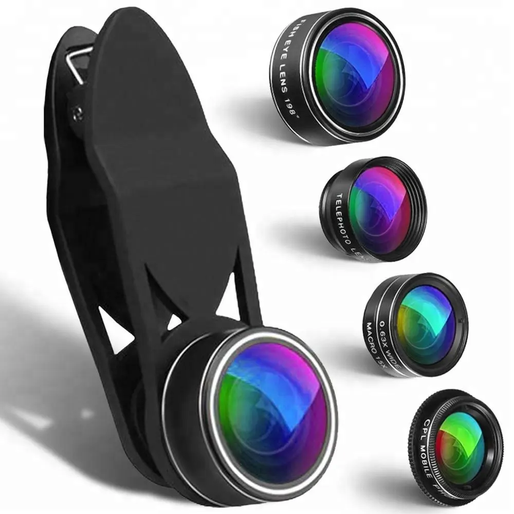 2022 Beste Verkoper Meest Wilde Producten Fish Eye Mobiele Telefoon Camera Zoom 5 In 1 Lens Kit Voor Alle Telefoon