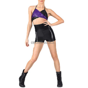 Women <strong>Girls</strong> Cheap <strong>Shiny</strong> Coated Spandex High Waist Wholesale Gymnastics <strong>Shorts</strong> - Product Image 4