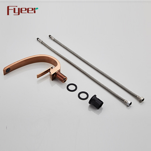 Fyeer ใหม่ก๊อกน้ำอ่างล้างหน้าทองเหลืองสีโรสโกลด์รูปตัว C ใหม่