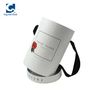 Custom logo gedruckt luxus weiß runde hut box für blumen