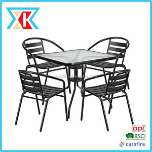 De Metal restaurante pila silla de aluminio listones (paquete de 4) negro - Product Image 3