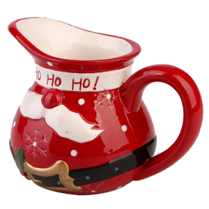 Pichet à lait en céramique Père Noël de Noël avec poignée pour café, lait et eau - Product Image 1