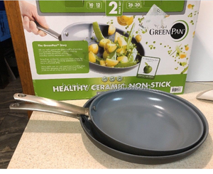 <span class=keywords><strong>GreenPan</strong></span> हार्ड Anodized Nonstick चीनी मिट्टी <span class=keywords><strong>Skillets</strong></span> 2 पैक 10 "और 12" भून धूपदान - Product Image 1