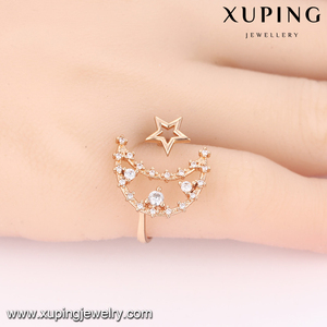 13800 Xuping 18k color oro anillo estelar en forma de luna y estrella con joyas blancas para mujer - Product Image 6