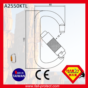 CE Anodized Super O Shape Twist Lock Climbing Aluminum Carabiner - Product Image 3