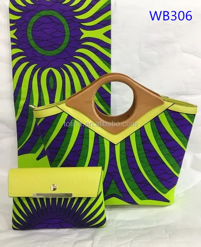 2017 popular good price african wax prin with bags wax holland with matching handbags