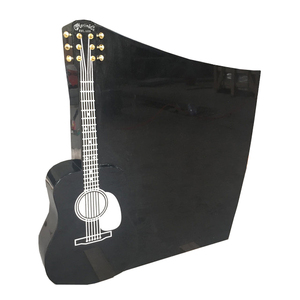 Cheap New zealand Style black granite headstone gravestone monuemtn with carving guitar decoration