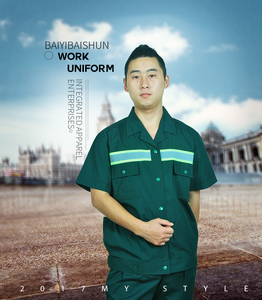 Uniforme de combinaisons de <span class=keywords><strong>travail</strong></span> de sécurité pour hommes vert d'été respirant - Product Image 2