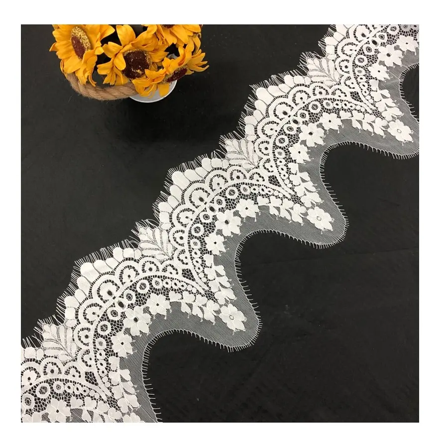 2018 Elegante bloem guipurekant trim wit wimper kanten rand voor vrouwen jurk